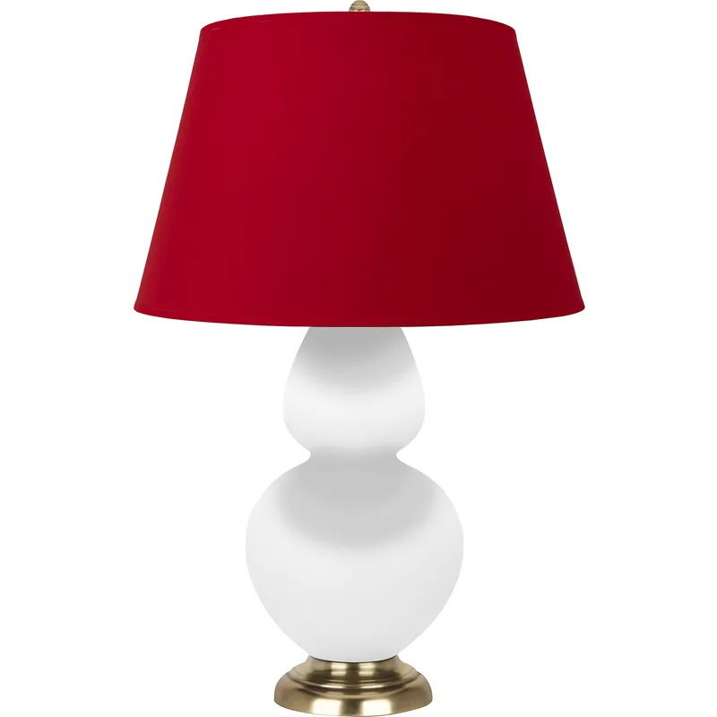 Double Gourd 31 inch 150 watt Matte Daisy Glazed Ceramic with Antique Natural Brass Table Lamp Portable Light in Rose Red with Ink Black