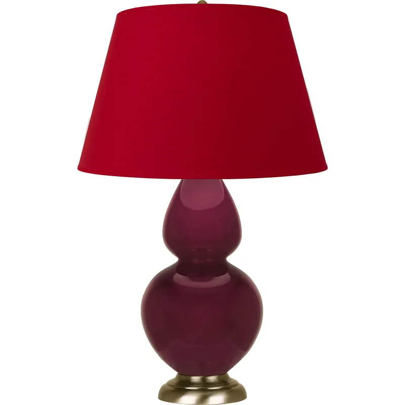 Double Gourd 31 inch 150 watt Sugar Plum with Antique Brass Table Lamp Portable Light in Rose Red with Ink Black