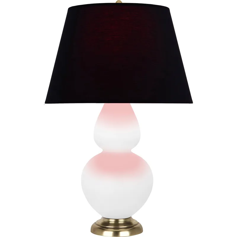 Double Gourd 31 inch 150 watt Matte Daisy Glazed Ceramic with Antique Natural Brass Table Lamp Portable Light in Ink Black with Rose Red