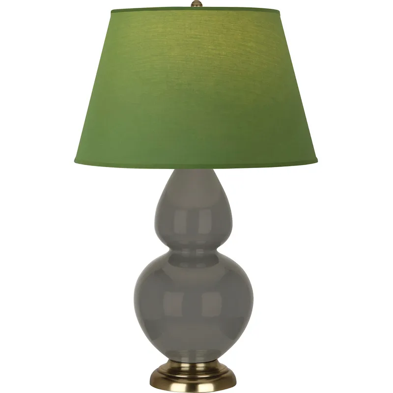 Double Gourd 31 inch 150 watt Ash Glazed Ceramic with Antique Brass Table Lamp Portable Light in Tea Green with Taupe