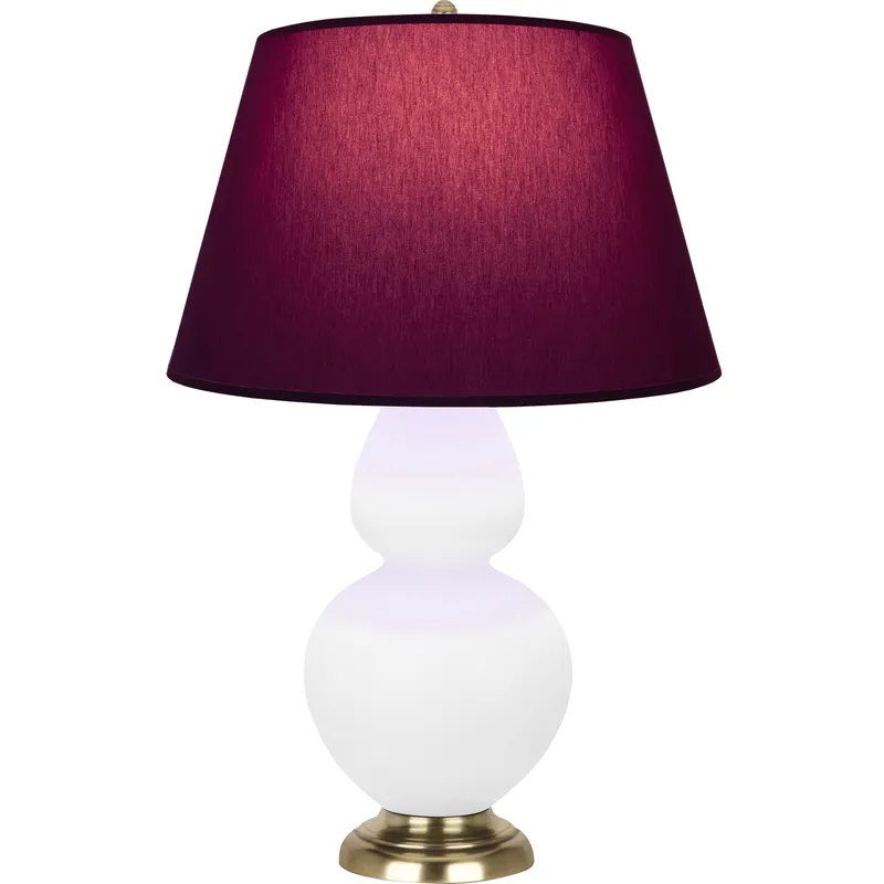Double Gourd 31 inch 150 watt Matte Daisy Glazed Ceramic with Antique Natural Brass Table Lamp Portable Light in Plum with Lavender