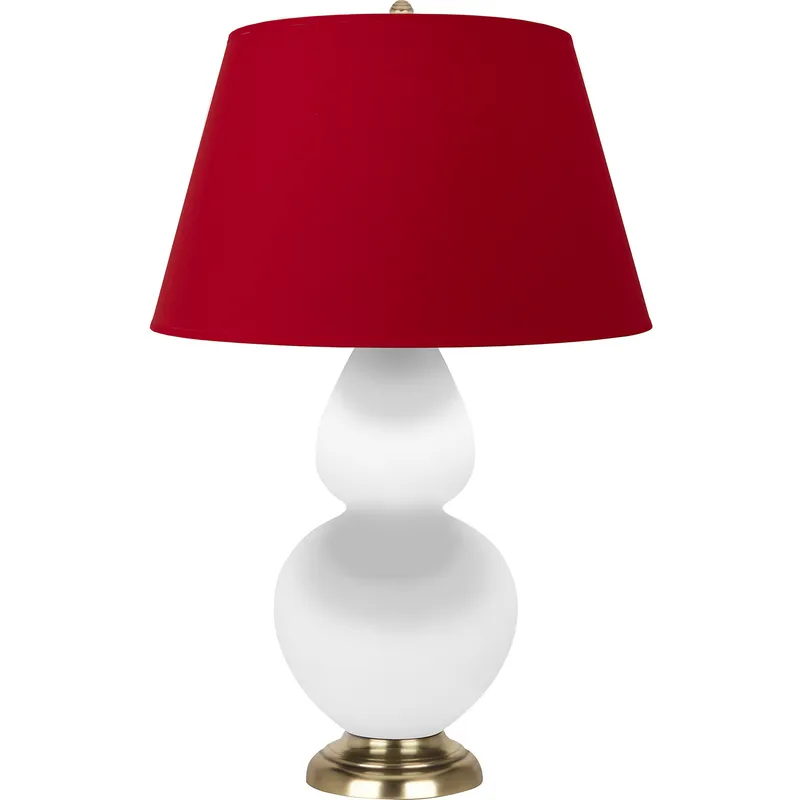 Double Gourd 31 inch 150 watt Matte Lily Glazed Ceramic with Antique Natural Brass Table Lamp Portable Light in Rose Red with Ink Black