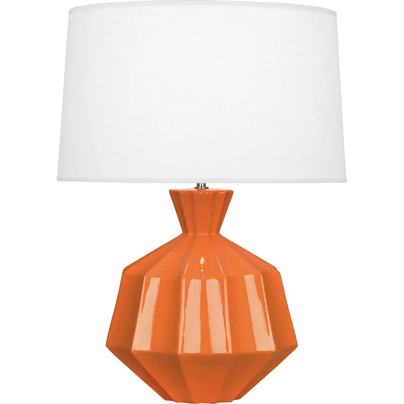 Orion 27 inch 150 watt Pumpkin Table Lamp Portable Light, Polished Nickel Accents