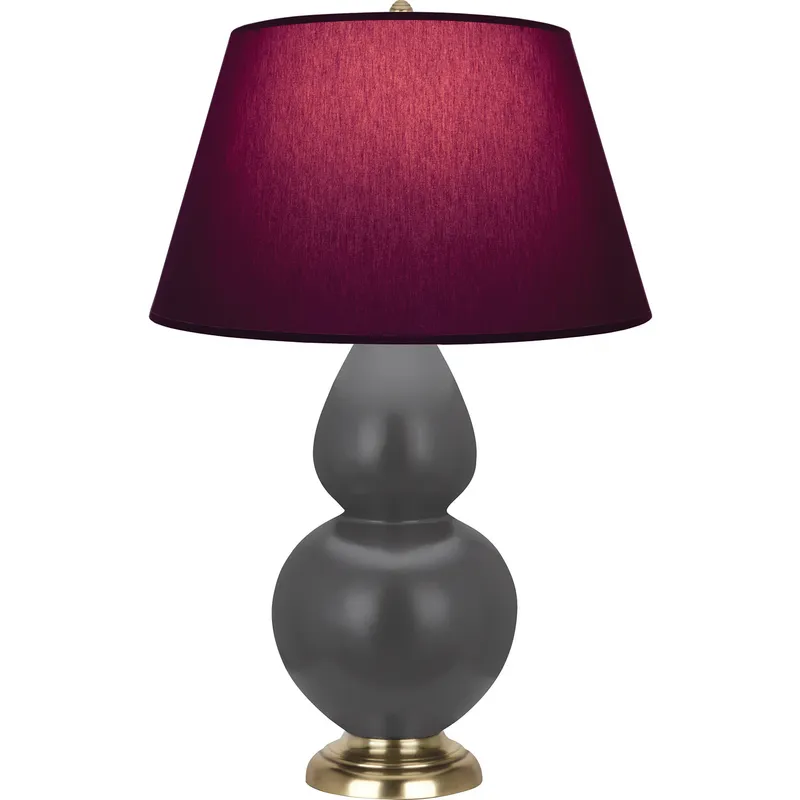 Double Gourd 31 inch 150 watt Matte Ash Glazed Ceramic with Antique Brass Table Lamp Portable Light in Plum with Lavender