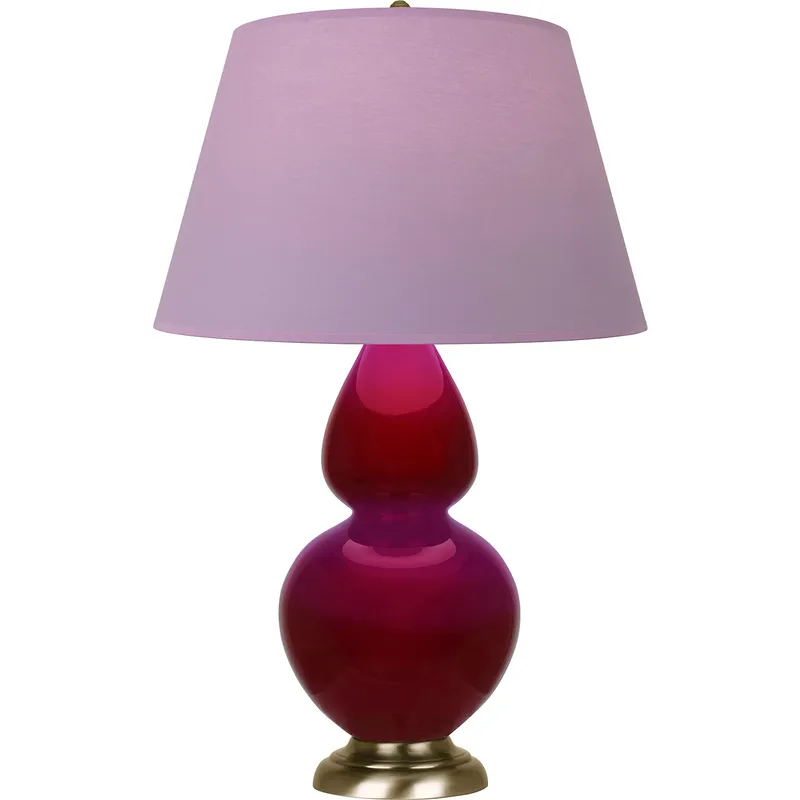 Double Gourd 31 inch 150 watt Sangria Glazed Ceramic with Antique Natural Brass Table Lamp Portable Light in Lavender with Plum