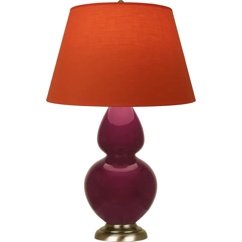 Double Gourd 31 inch 150 watt Sugar Plum with Antique Brass Table Lamp Portable Light in Tangerine with Taupe