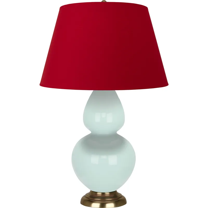 Double Gourd 31 inch 150 watt Mint with Antique Brass Table Lamp Portable Light in Rose Red with Ink Black