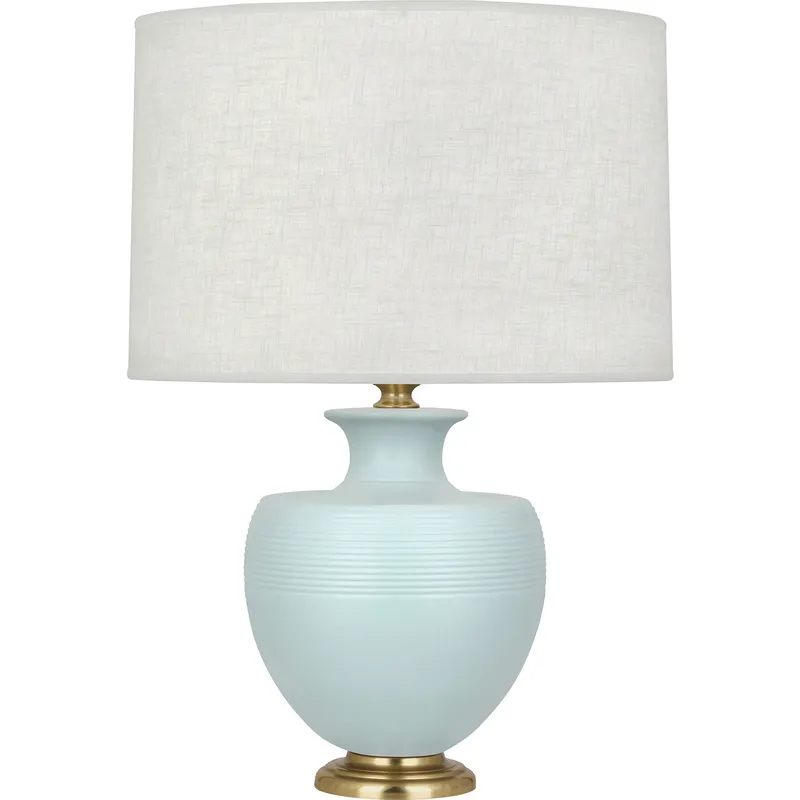 Michael Berman Atlas 25.25 inch 150 watt Matte Sky Blue Table Lamp Portable Light in Modern Brass