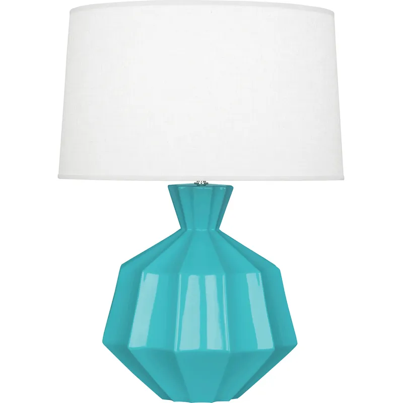 Orion 27 inch 150 watt Egg Blue Table Lamp Portable Light, Polished Nickel Accents