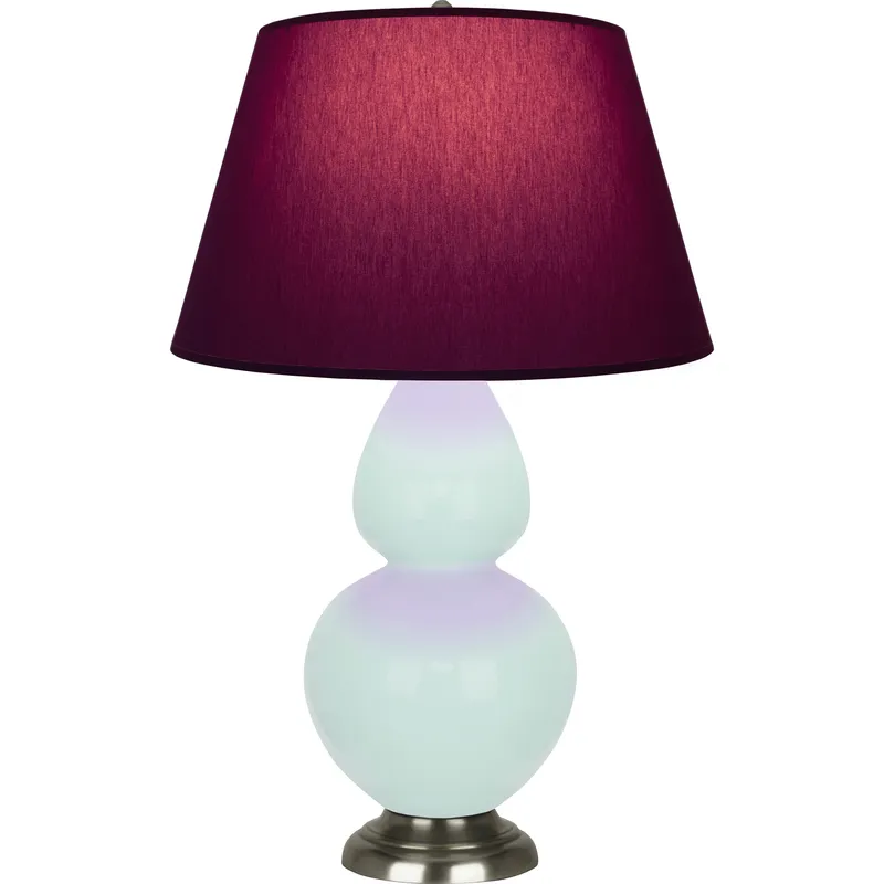 Double Gourd 31 inch 150 watt Mint with Antique Brass Table Lamp Portable Light in Plum with Lavender