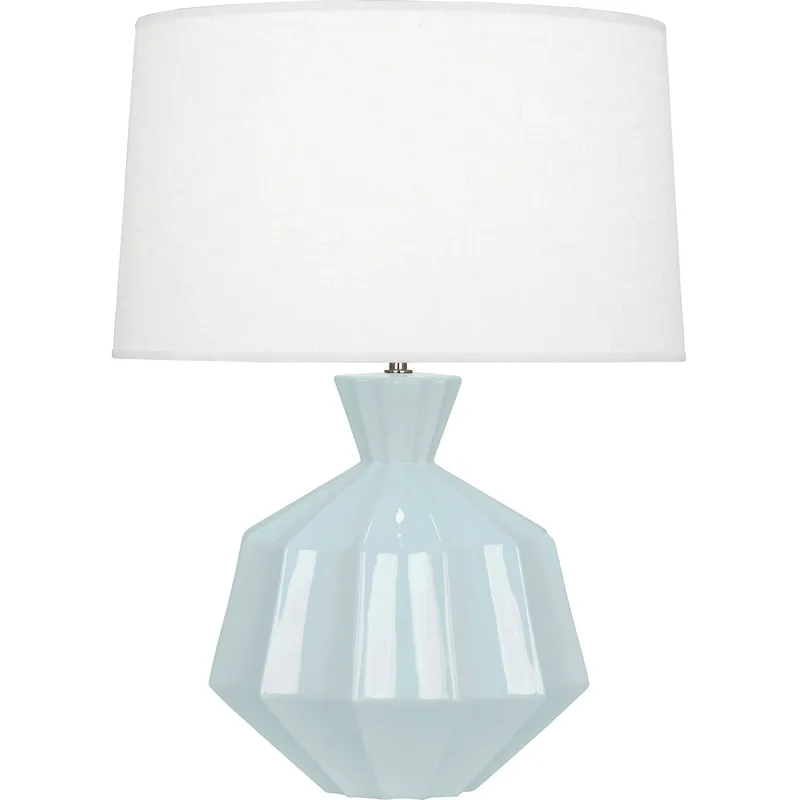 Orion 27 inch 150 watt Baby Blue Table Lamp Portable Light, Polished Nickel Accents