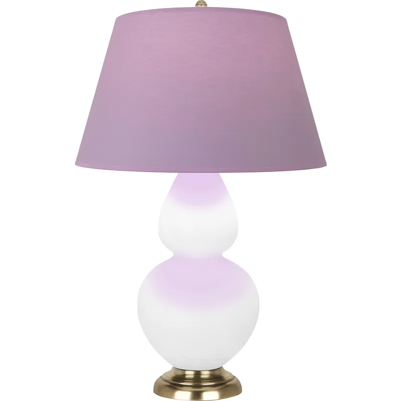 Double Gourd 31 inch 150 watt Matte Lily Glazed Ceramic with Antique Natural Brass Table Lamp Portable Light in Lavender with Plum
