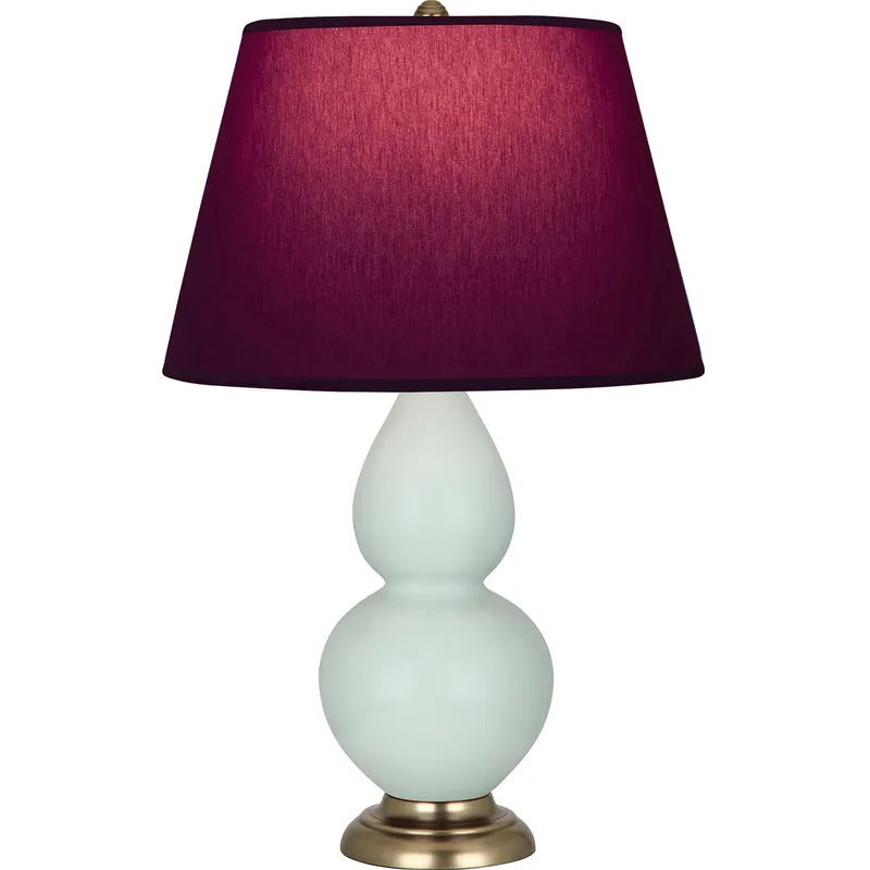 Double Gourd 31 inch 150 watt Celadon Glazed Ceramic with Antique Brass Accents Table Lamp Portable Light in Plum with Lavender