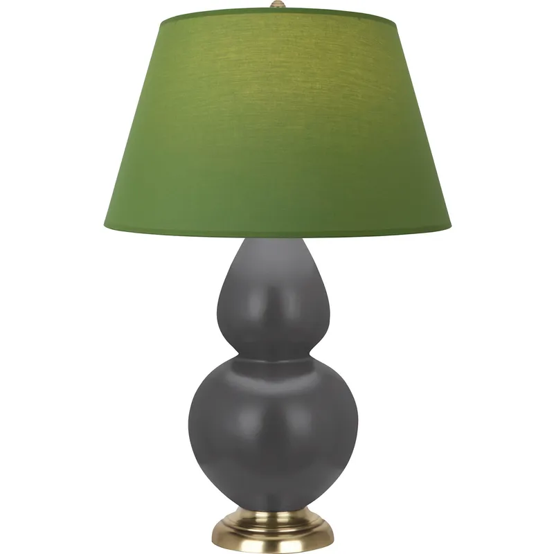 Double Gourd 31 inch 150 watt Matte Ash Glazed Ceramic with Antique Brass Table Lamp Portable Light in Tea Green with Taupe
