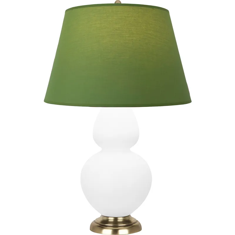 Double Gourd 31 inch 150 watt Matte Daisy Glazed Ceramic with Antique Natural Brass Table Lamp Portable Light in Tea Green with Taupe