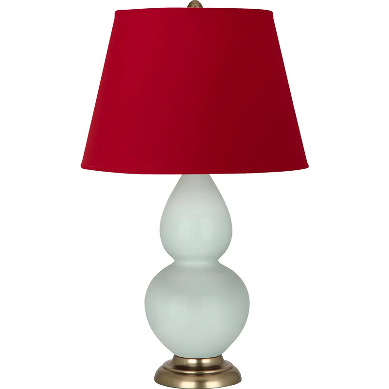 Double Gourd 31 inch 150 watt Celadon Glazed Ceramic with Antique Brass Accents Table Lamp Portable Light in Rose Red with Ink Black