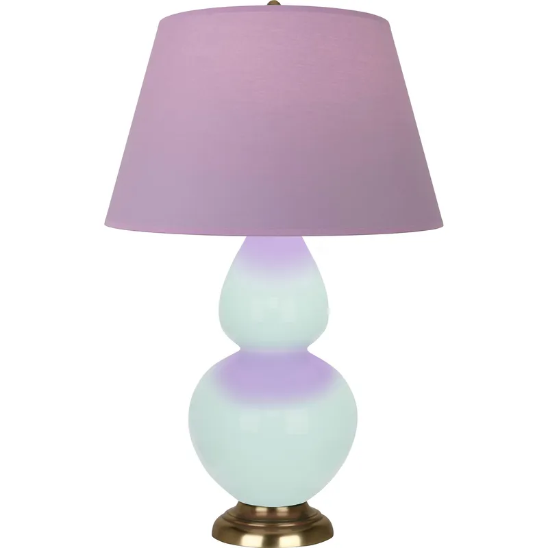 Double Gourd 31 inch 150 watt Mint with Antique Brass Table Lamp Portable Light in Lavender with Plum