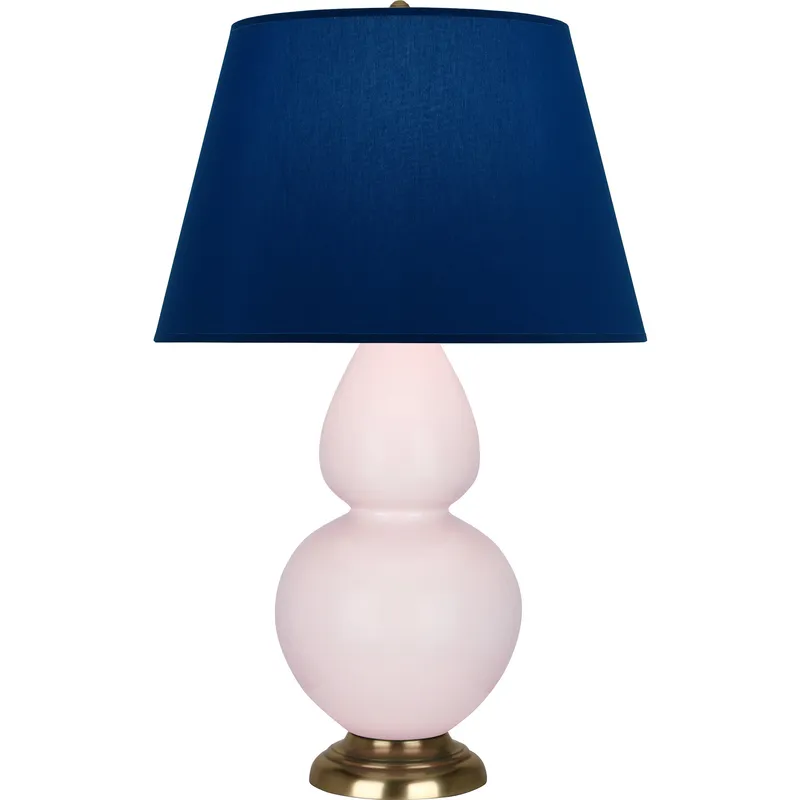 Double Gourd 31 inch 150 watt Rose Water with Antique Brass Table Lamp Portable Light in Navy with Gray