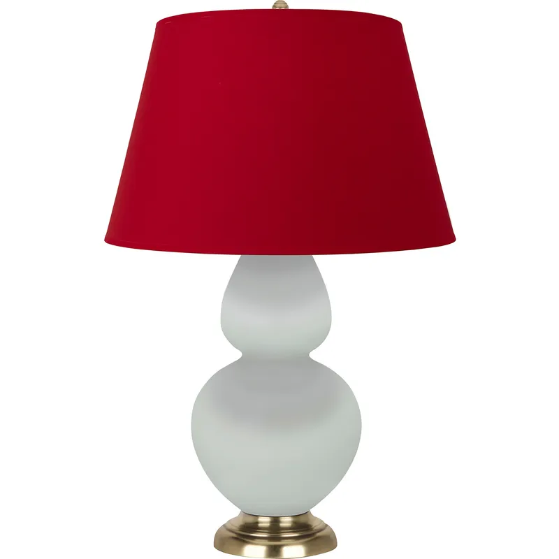 Double Gourd 31 inch 150 watt Matte Celadon Glazed Ceramic with Antique Brass Accents Table Lamp Portable Light in Rose Red with Ink Black