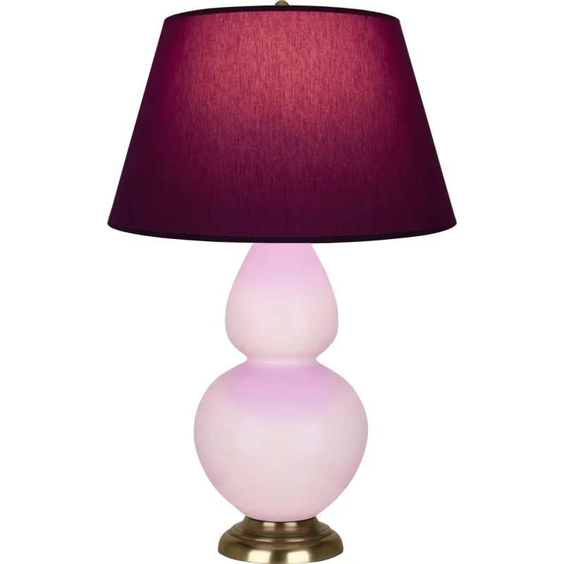Double Gourd 31 inch 150 watt Rose Water with Antique Brass Table Lamp Portable Light in Plum with Lavender