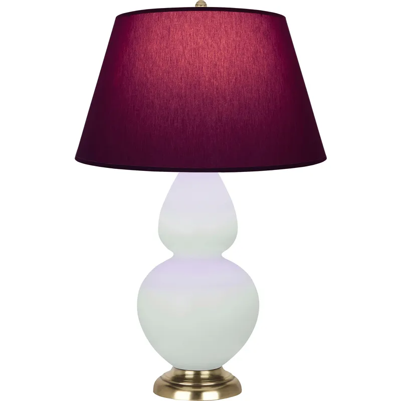 Double Gourd 31 inch 150 watt Matte Celadon Glazed Ceramic with Antique Brass Accents Table Lamp Portable Light in Plum with Lavender