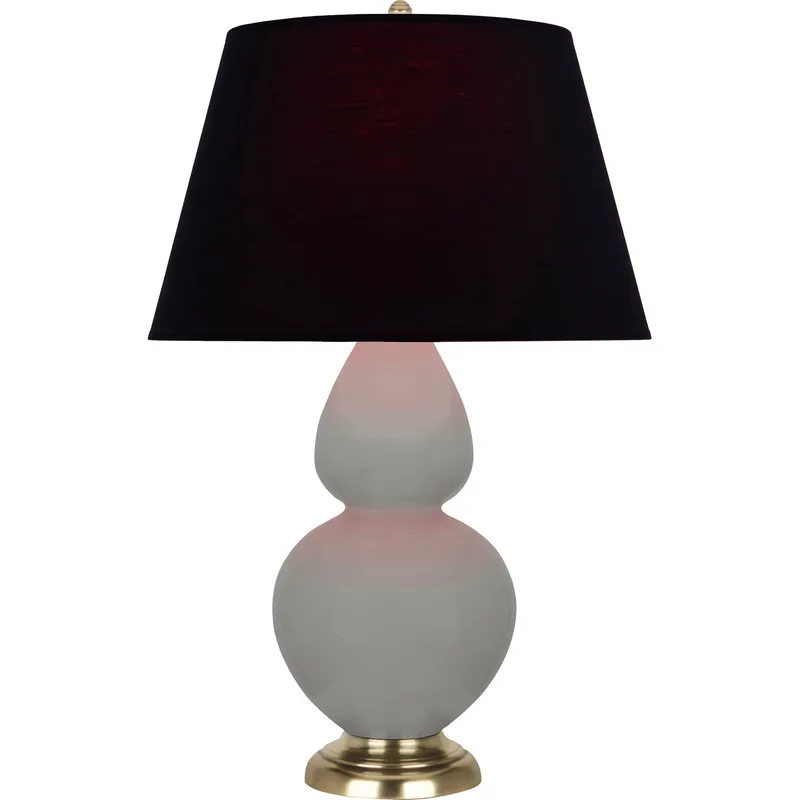 Double Gourd 31 inch 150 watt Matte Smokey Taupe Glazed Ceramic with Antique Natural Brass Table Lamp Portable Light in Matte Smoky Taupe, Ink Black with Rose Red