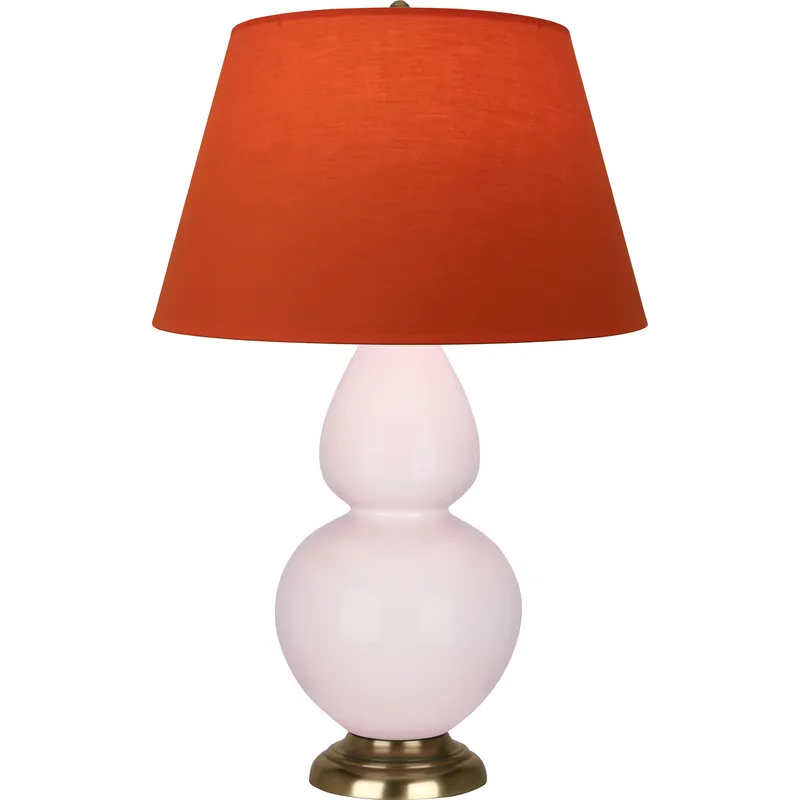 Double Gourd 31 inch 150 watt Rose Water with Antique Brass Table Lamp Portable Light in Tangerine with Taupe