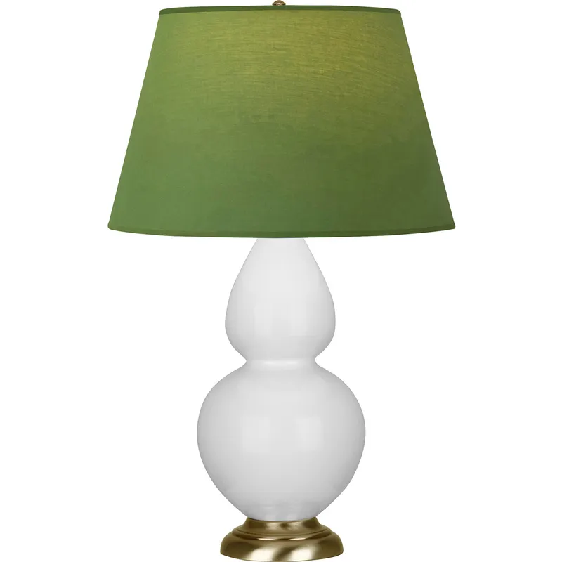 Double Gourd 31 inch 150 watt Daisy Glazed Ceramic with Antique Natural Brass Table Lamp Portable Light in Tea Green with Taupe