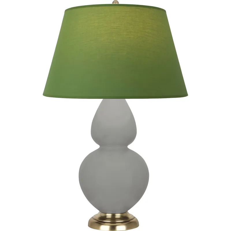 Double Gourd 31 inch 150 watt Matte Smokey Taupe Glazed Ceramic with Antique Natural Brass Table Lamp Portable Light in Matte Smoky Taupe, Tea Green with Taupe