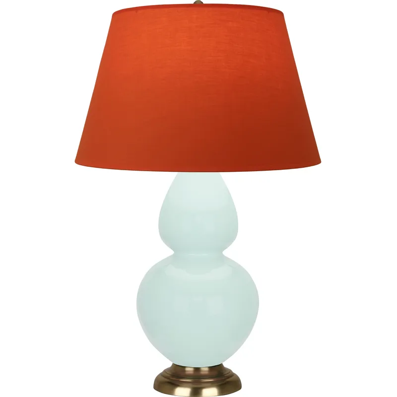 Double Gourd 31 inch 150 watt Mint with Antique Brass Table Lamp Portable Light in Tangerine with Taupe