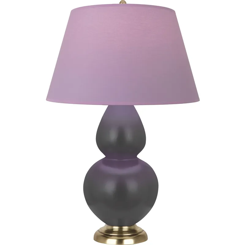 Double Gourd 31 inch 150 watt Matte Ash Glazed Ceramic with Antique Brass Table Lamp Portable Light in Lavender with Plum