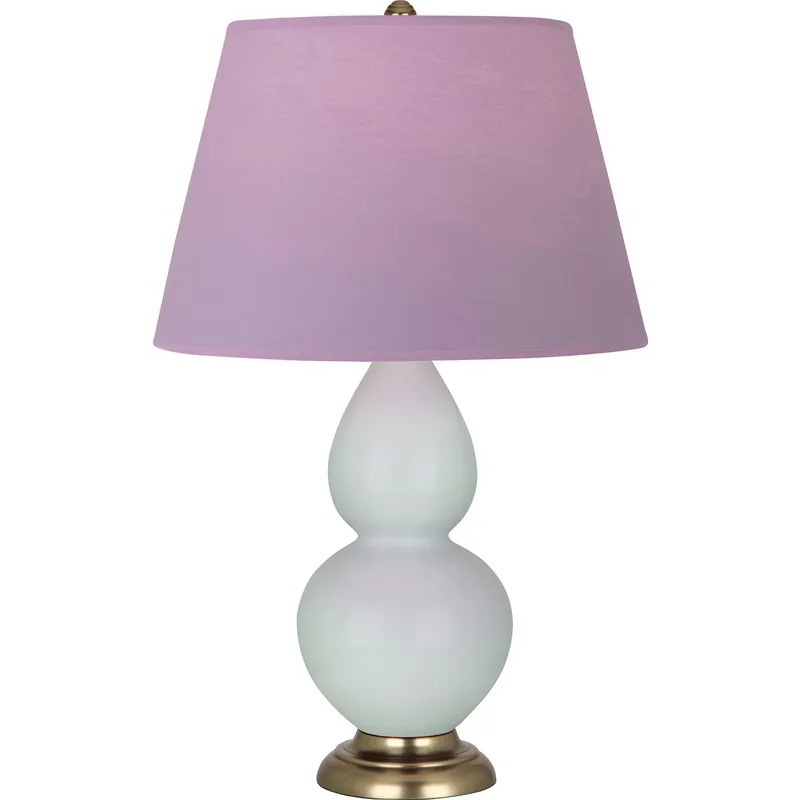 Double Gourd 31 inch 150 watt Celadon Glazed Ceramic with Antique Brass Accents Table Lamp Portable Light in Lavender with Plum