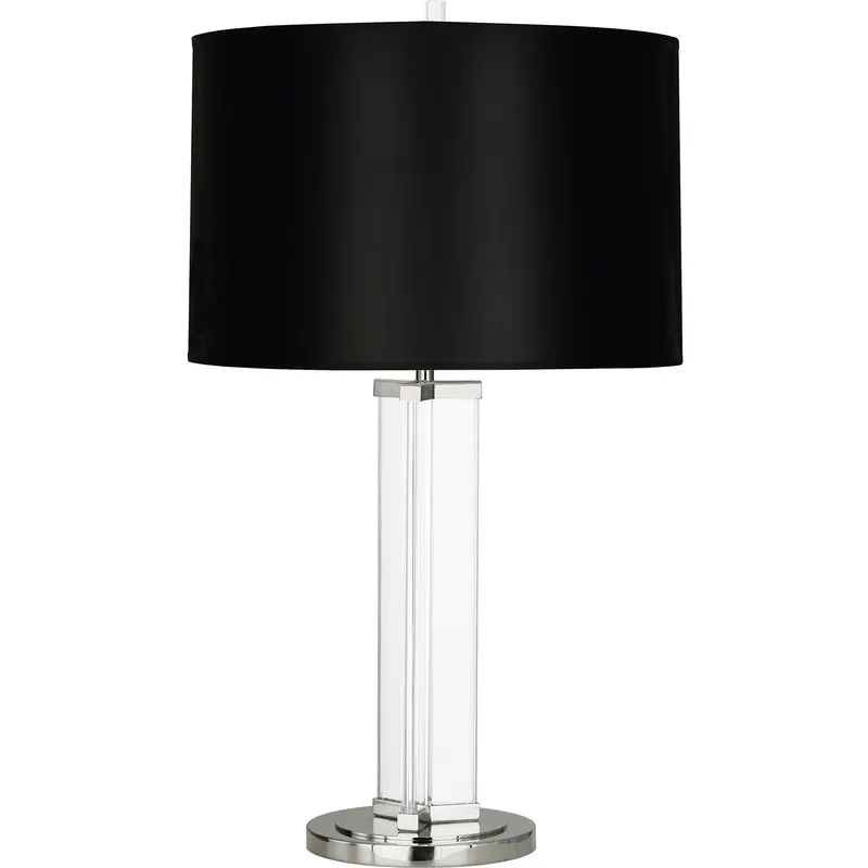 Fineas 28.75 inch 150 watt Clear Glass with Polished Nickel Table Lamp Portable Light in Black With White