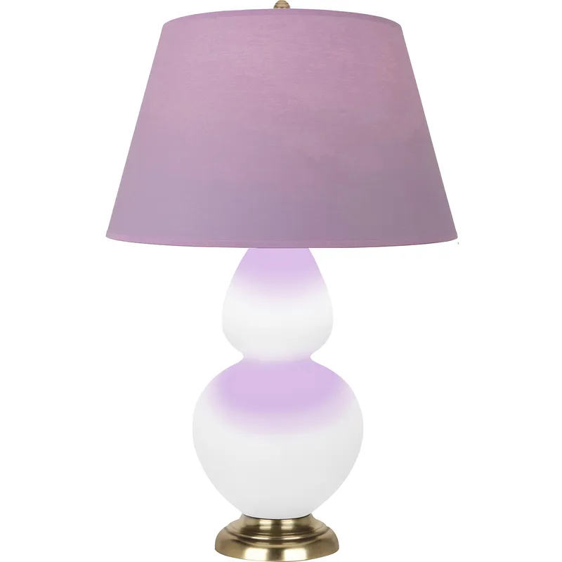 Double Gourd 31 inch 150 watt Matte Daisy Glazed Ceramic with Antique Natural Brass Table Lamp Portable Light in Lavender with Plum