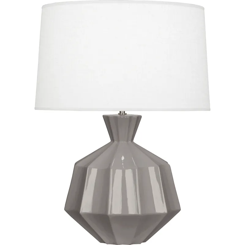 Orion 27 inch 150 watt Smoky Taupe Table Lamp Portable Light, Polished Nickel Accents