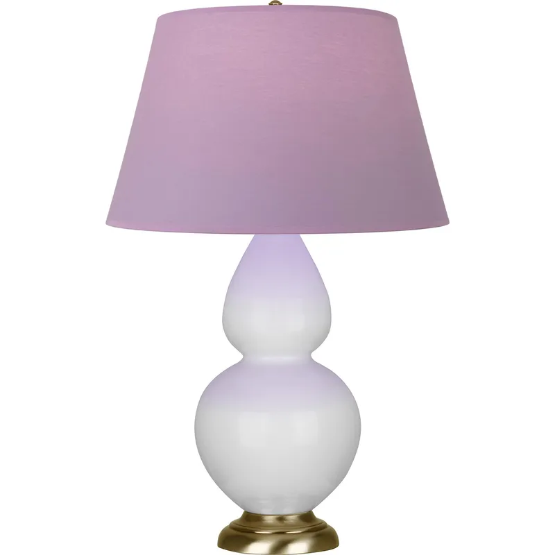 Double Gourd 31 inch 150 watt Daisy Glazed Ceramic with Antique Natural Brass Table Lamp Portable Light in Lavender with Plum