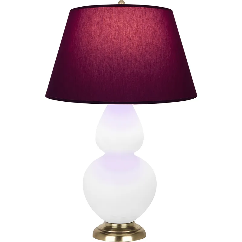 Double Gourd 31 inch 150 watt Matte Lily Glazed Ceramic with Antique Natural Brass Table Lamp Portable Light in Plum with Lavender