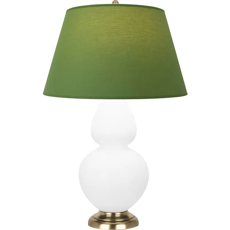 Double Gourd 31 inch 150 watt Matte Lily Glazed Ceramic with Antique Natural Brass Table Lamp Portable Light in Tea Green with Taupe