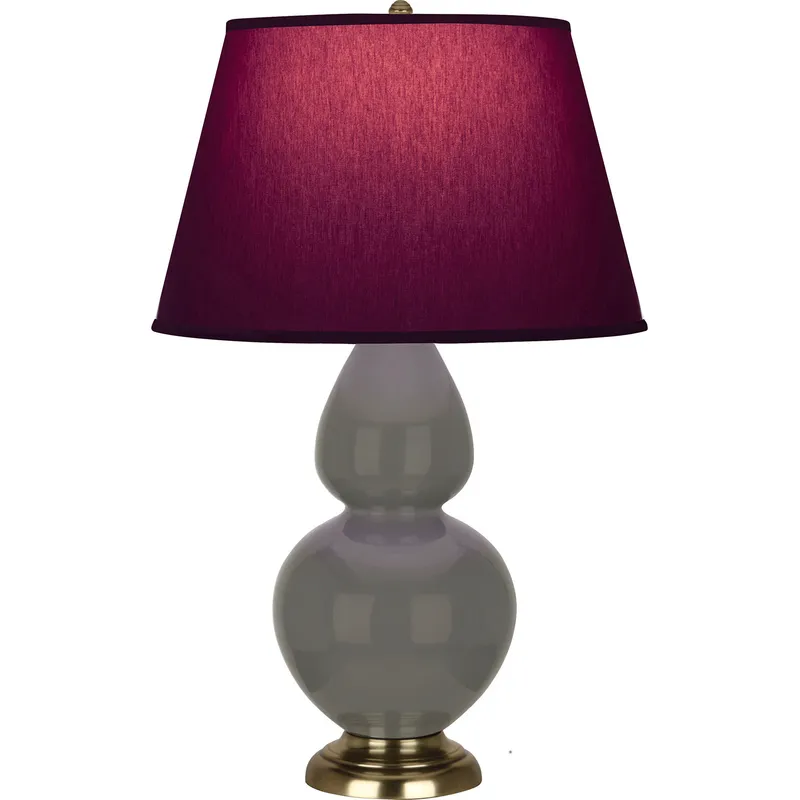 Double Gourd 31 inch 150 watt Ash Glazed Ceramic with Antique Brass Table Lamp Portable Light in Plum with Lavender