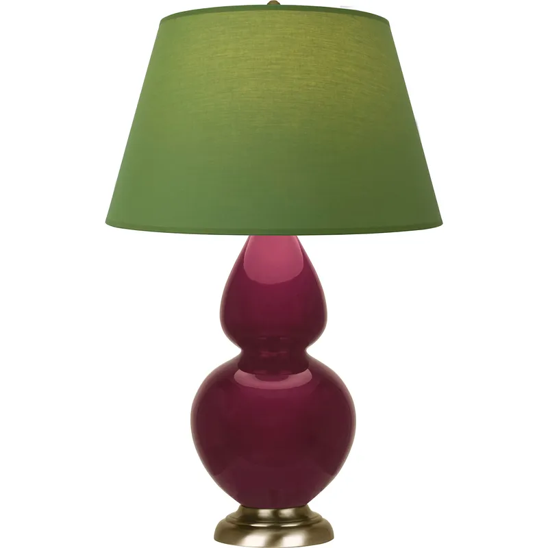 Double Gourd 31 inch 150 watt Sugar Plum with Antique Brass Table Lamp Portable Light in Tea Green with Taupe