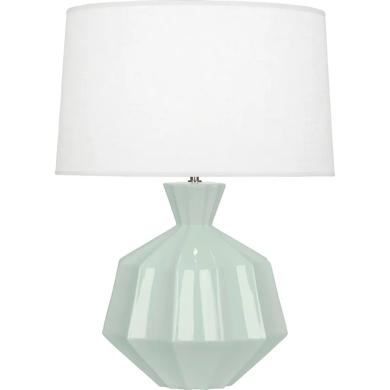 Orion 27 inch 150 watt Celadon Table Lamp Portable Light, Polished Nickel Accents
