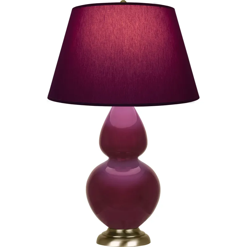 Double Gourd 31 inch 150 watt Sugar Plum with Antique Brass Table Lamp Portable Light in Plum with Lavender