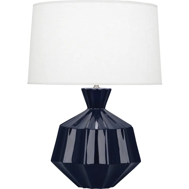 Orion 27 inch 150 watt Midnight Blue Table Lamp Portable Light, Polished Nickel Accents