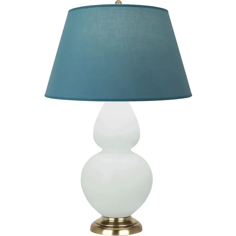 Double Gourd 31 inch 150 watt Matte Celadon Glazed Ceramic with Antique Brass Accents Table Lamp Portable Light in Bright Blue with Gray