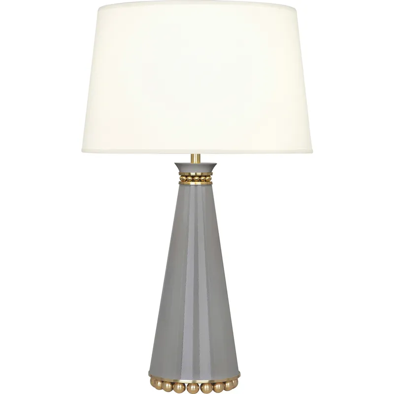 Pearl 29.38 inch 150 watt Smoky Taupe Table Lamp Portable Light in Modern Brass, Fondine
