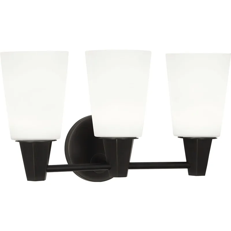 Wheatley 3 Light 17.25 inch Deep Patina Bronze Wall Sconce Wall Light in Cased White Glass