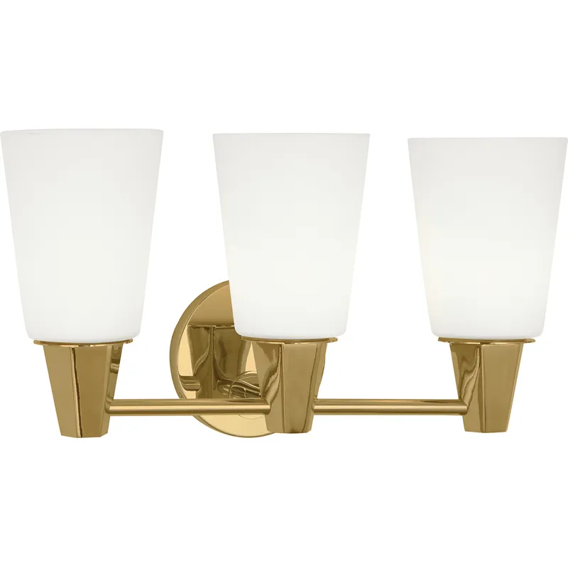 Wheatley 3 Light 17.25 inch Modern Brass Wall Sconce Wall Light in Cased White Glass