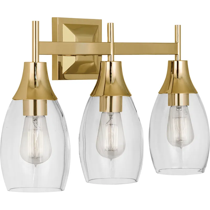 Grace 3 Light 20.88 inch Modern Brass Wall Sconce Wall Light
