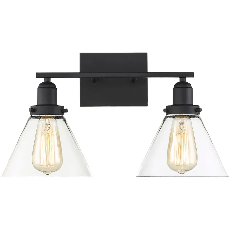 Drake 2 Light 17.75 inch Black Bathroom Vanity Light Wall Light, Essentials