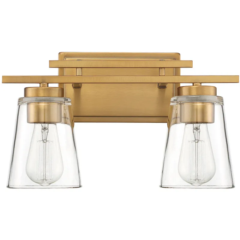 Calhoun 2 Light 14.58 inch Warm Brass Bathroom Vanity Light Wall Light, Essentials
